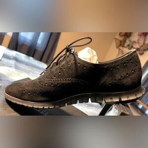 Brand new in box: Cole Haan Black suede women’s Oxfords..
